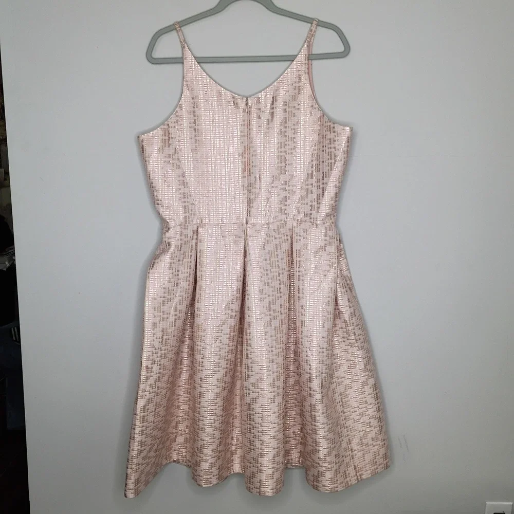 Dress the Population fit and flare cocktail party dress pink shiny XXL - Picture 9 of 11